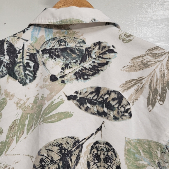 Beatiful Spring Jacket Womens 1  White Blazer Long  Tress Leaves Cotton/ Silk - Picture 5 of 9